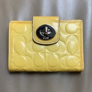 Coach Yellow Embossed Patent Wallet